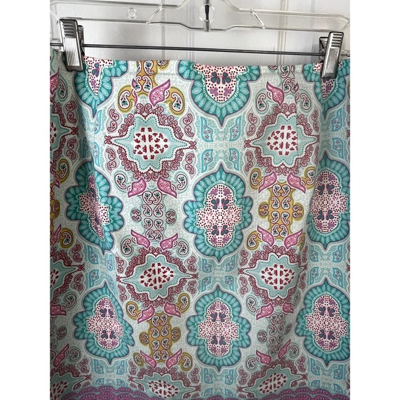 Talbots paisley print skirt in seafoam green and pink, size 10 - Picture 2 of 9